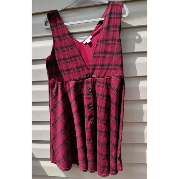 Girls XXL Plus Knit Works Kohls Button Front Jumper Dress Red Plaid Christmas π - Picture 4 of 13